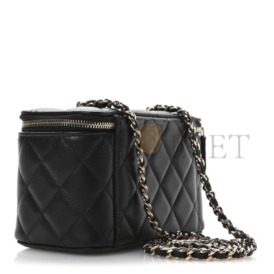 CHANEL LAMBSKIN QUILTED ROLLER SKATE SMALL VANITY CASE WITH CHAIN AP1341 (16*9.5*7.5cm)